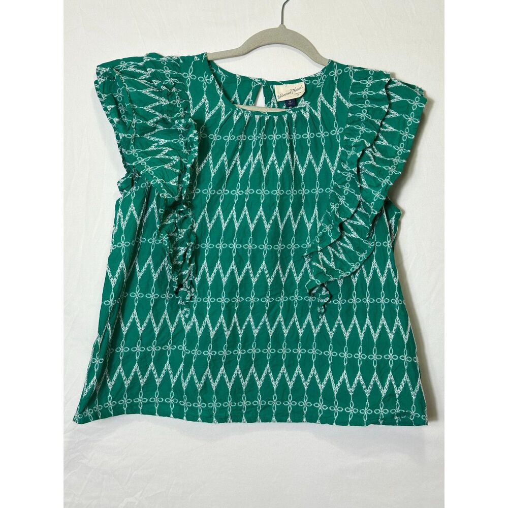 Universal Threads Women's Grannycore Embroidered Sleeveless Ruffle Blouse SZ XL